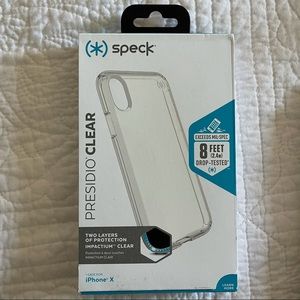 NIB ~ two new Iphone X cases by *speck *. One is clear, one gold glitter